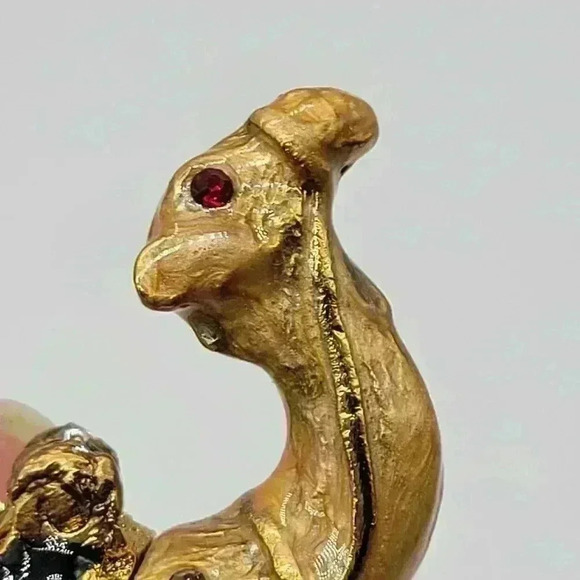 Rare Miniauture Camel Bejeweled Gold & Enamel Camel Trinket VTG W/White Stones - Picture 5 of 8